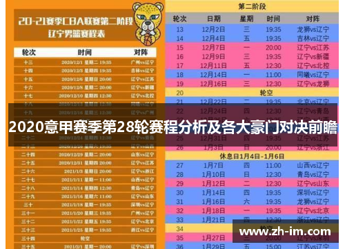 2020意甲赛季第28轮赛程分析及各大豪门对决前瞻 2020意甲赛季第28轮赛程分析及各大豪门对决前瞻