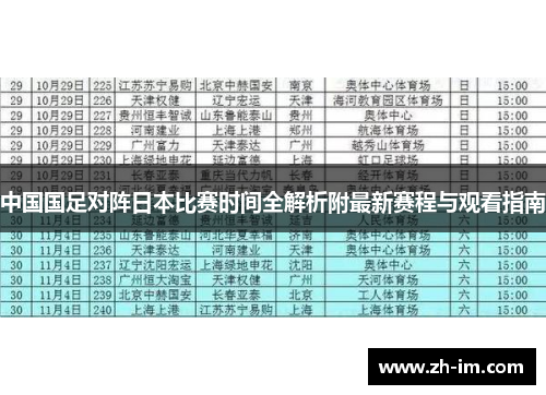 中国国足对阵日本比赛时间全解析附最新赛程与观看指南 中国国足对阵日本比赛时间全解析附最新赛程与观看指南