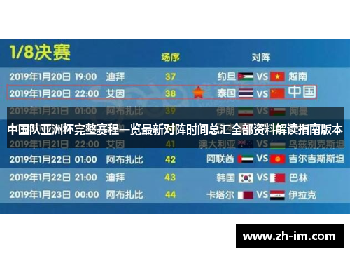 中国队亚洲杯完整赛程一览最新对阵时间总汇全部资料解读指南版本 中国队亚洲杯完整赛程一览最新对阵时间总汇全部资料解读指南版本