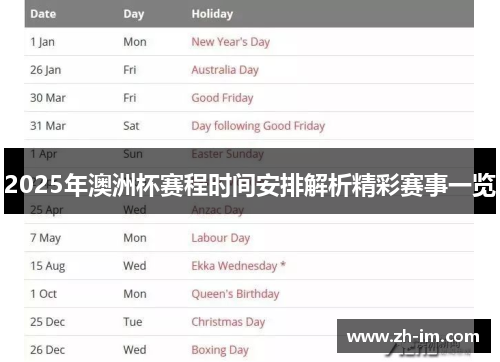2025年澳洲杯赛程时间安排解析精彩赛事一览 2025年澳洲杯赛程时间安排解析精彩赛事一览